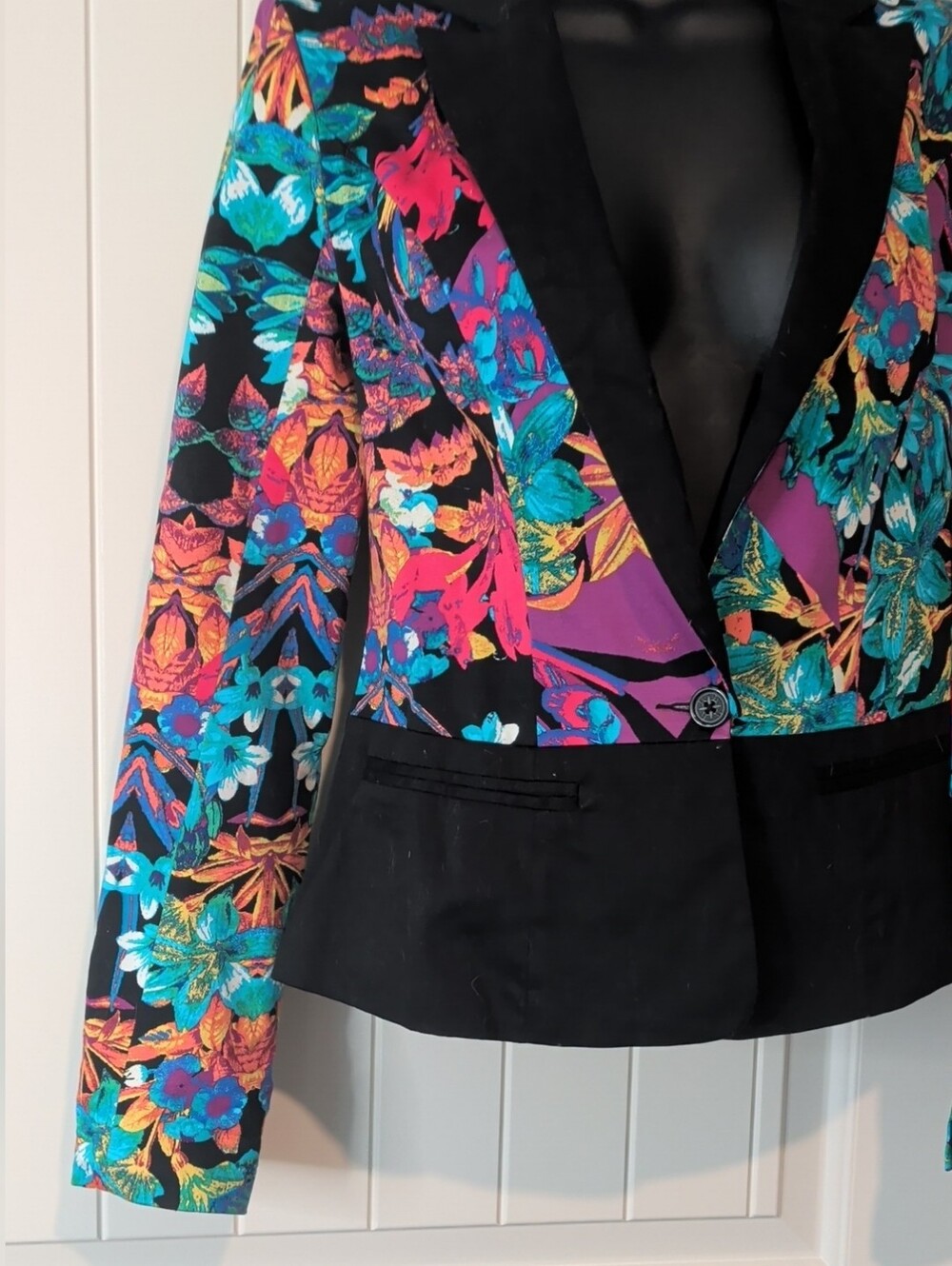 Nicole Multicolor Floral Blazer with Black Trim